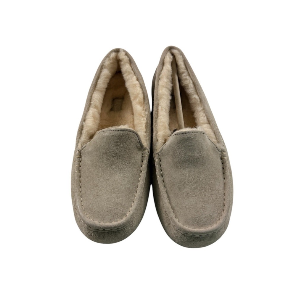 UGG Ansley 3312 Moonlight Grey Suede Wool Lined Moccasin Slippers Womens 11 NEW